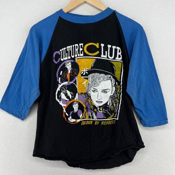 CULTURE CLUB Boy George Shirt Men M Colour By Numbers Tour 80s Band Black VTG - Picture 1 of 13